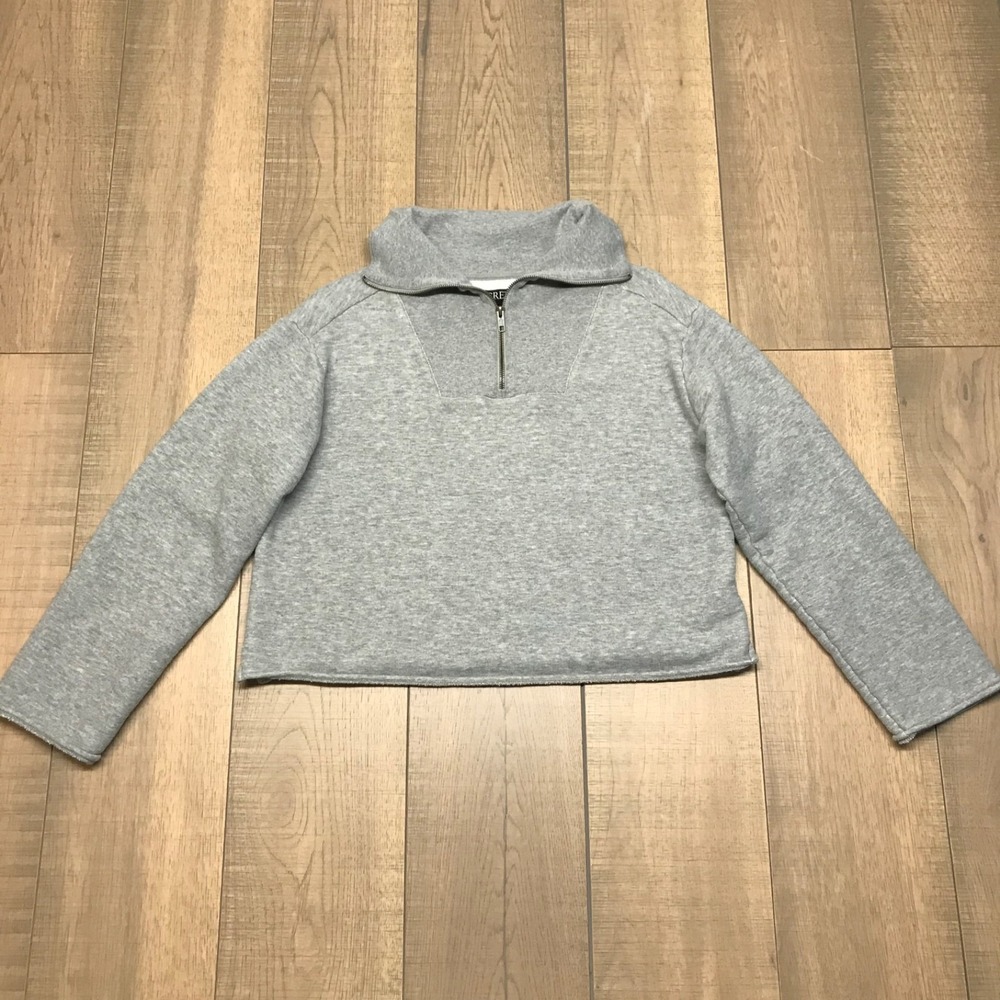 J.CREW‎ Sweatshirt Womens Size L Gray Heritage Terry Quarter Zip Pullover Cozy